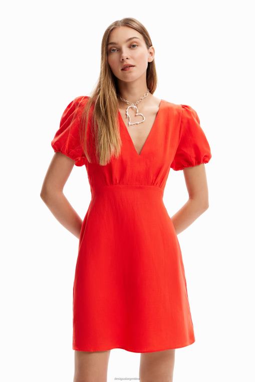 mujer ropa 8H0V222 vestido corto con mangas abullonadas Desigual