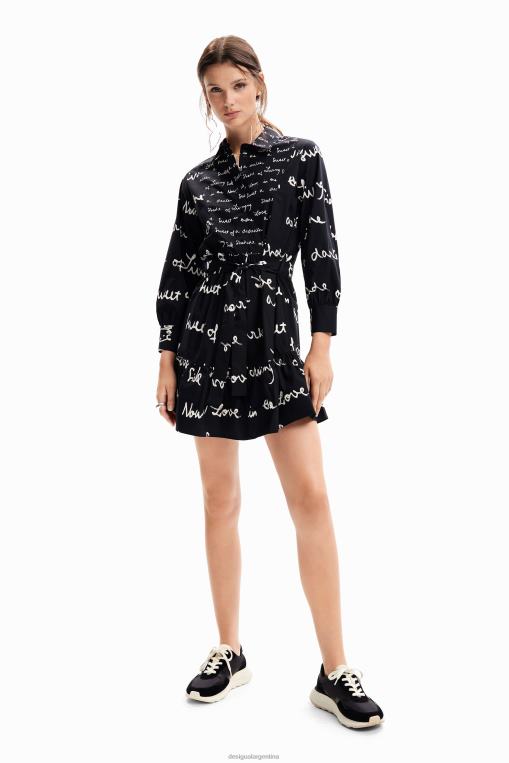 mujer ropa 8H0V232 vestido túnica corto con mensaje Desigual