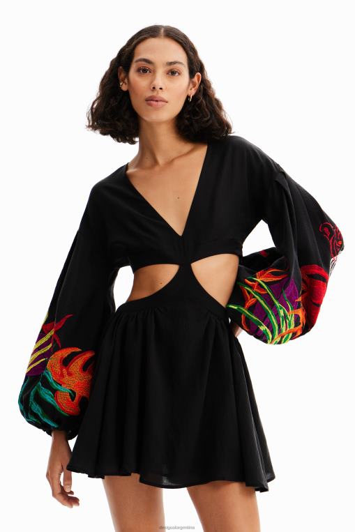 mujer ropa 8H0V286 vestido corto con abertura stella jean Desigual