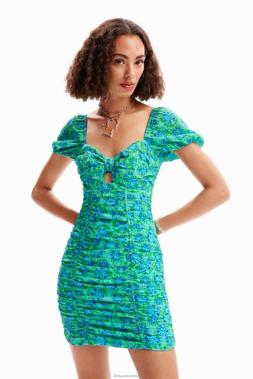 mujer ropa 8H0V312 vestido corto con nudo fruncido Desigual