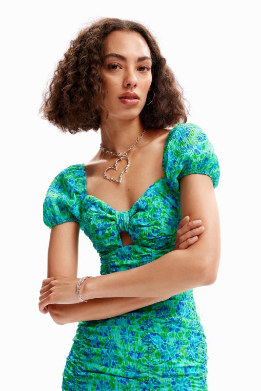 mujer ropa 8H0V312 vestido corto con nudo fruncido Desigual