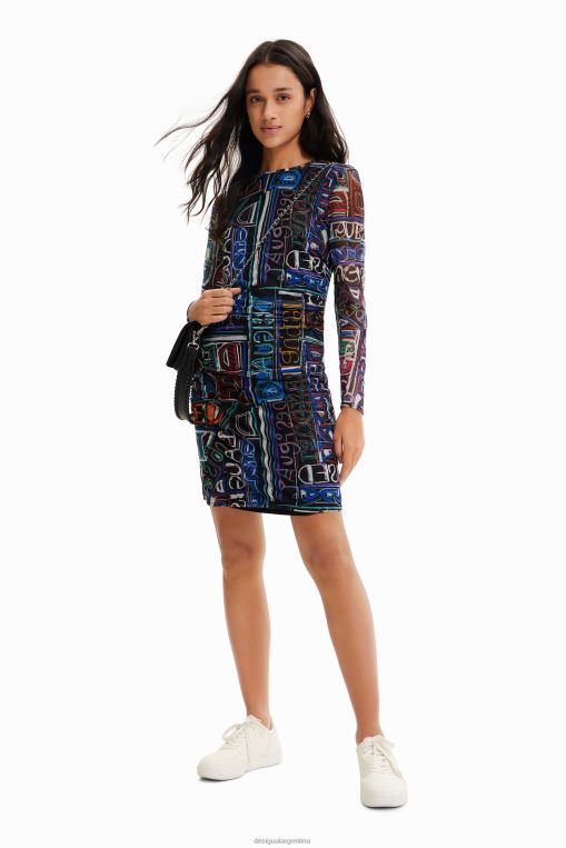 mujer ropa 8H0V316 vestido corto de tul ajustado Desigual