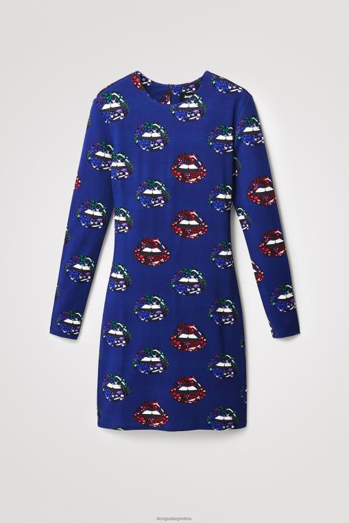 mujer ropa 8H0V346 vestido delgado de labios cortos Desigual