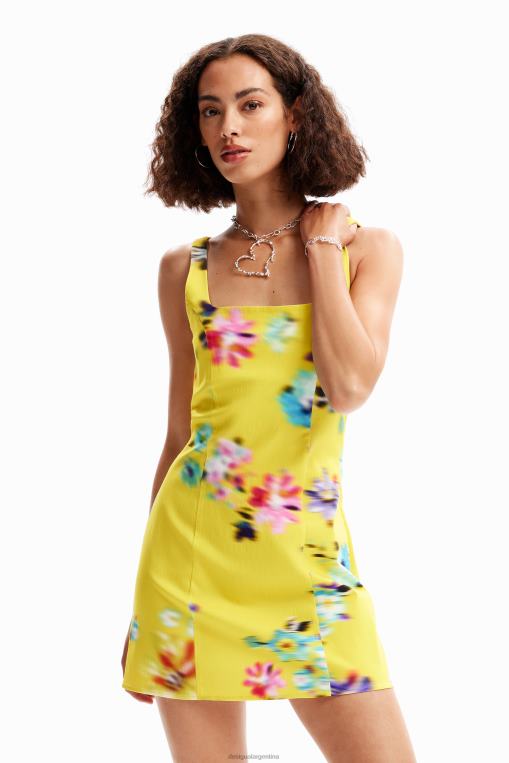 mujer ropa 8H0V348 vestido corto con tiras borrosas Desigual