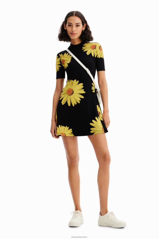 mujer ropa 8H0V349 metro. vestido corto de margaritas de christian lacroix Desigual