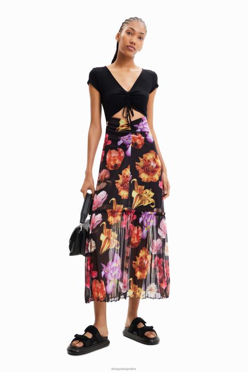 mujer ropa 8H0V356 metro. vestido largo floral combinado de christian lacroix Desigual