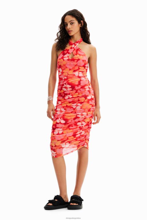 mujer ropa 8H0V364 vestido midi con estampado floral Desigual