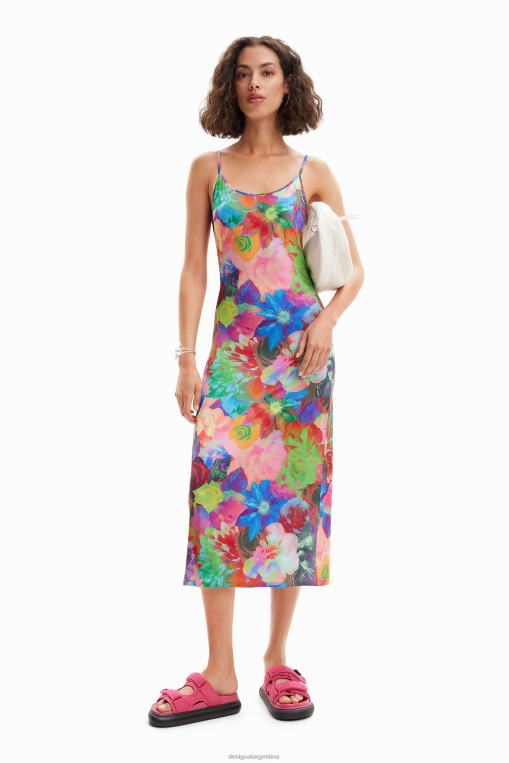 mujer ropa 8H0V399 vestido lencero fino con estampado floral Desigual