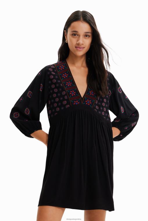 mujer ropa 8H0V410 vestido corto con estampado étnico Desigual