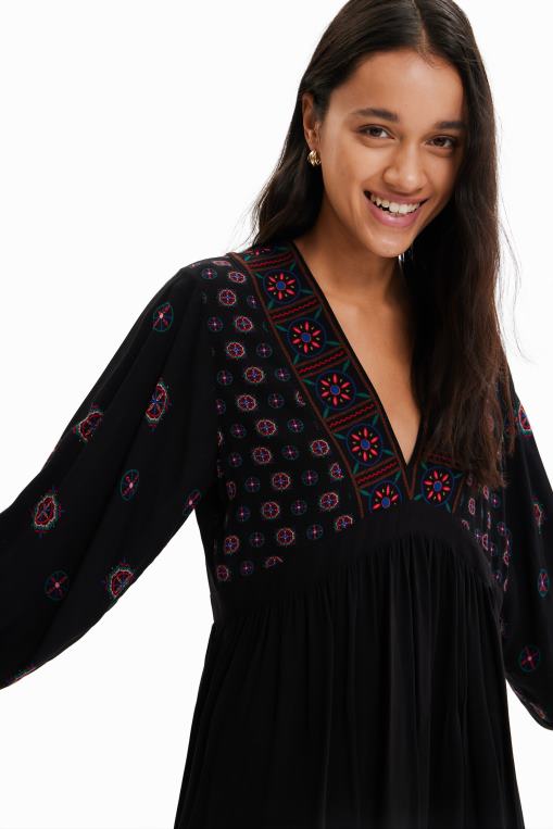 mujer ropa 8H0V410 vestido corto con estampado étnico Desigual