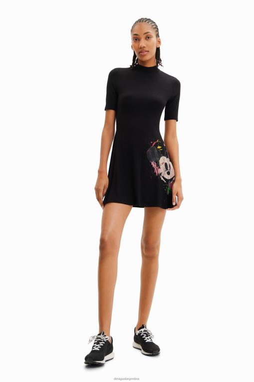 mujer ropa 8H0V419 vestido skater corto de mickey mouse de disney Desigual