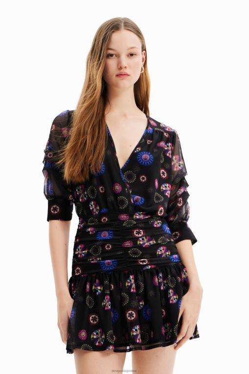 mujer ropa 8H0V430 metro. vestido corto drapeado de christian lacroix Desigual
