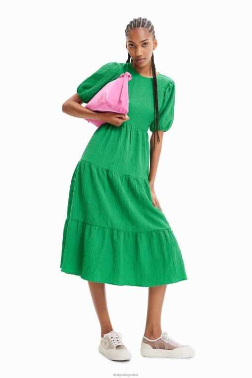 mujer ropa 8H0V605 vestido midi con escote en la espalda Desigual