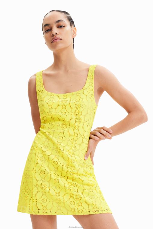 mujer ropa 8H0V763 vestido corto de encaje Desigual