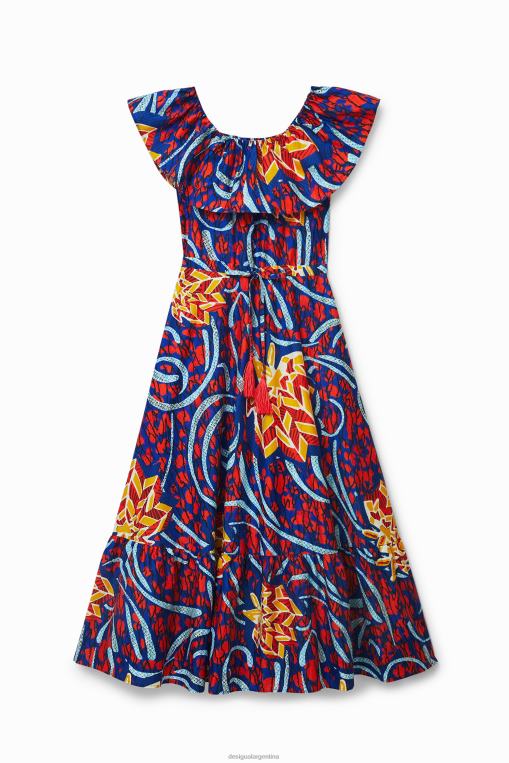 mujer ropa 8H0V890 vestido midi con volantes de stella jean Desigual