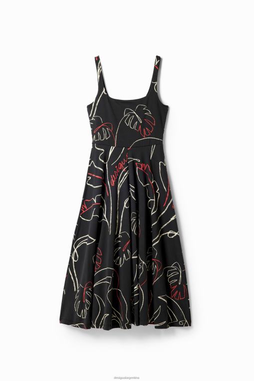 mujer ropa 8H0V973 vestido de punto con tiras tropicales Desigual
