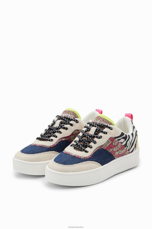 mujer calzado 8H0V1508 zapatillas con plataforma y patchwork Desigual